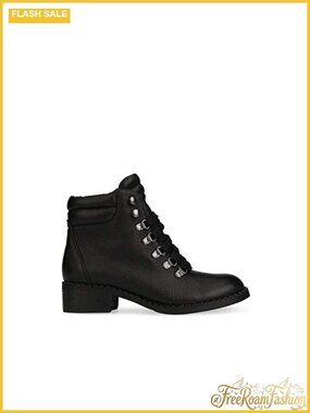 Kenneth Cole Brooklyn Lace-Up Ankle Combat Boot Leather Block Heel
